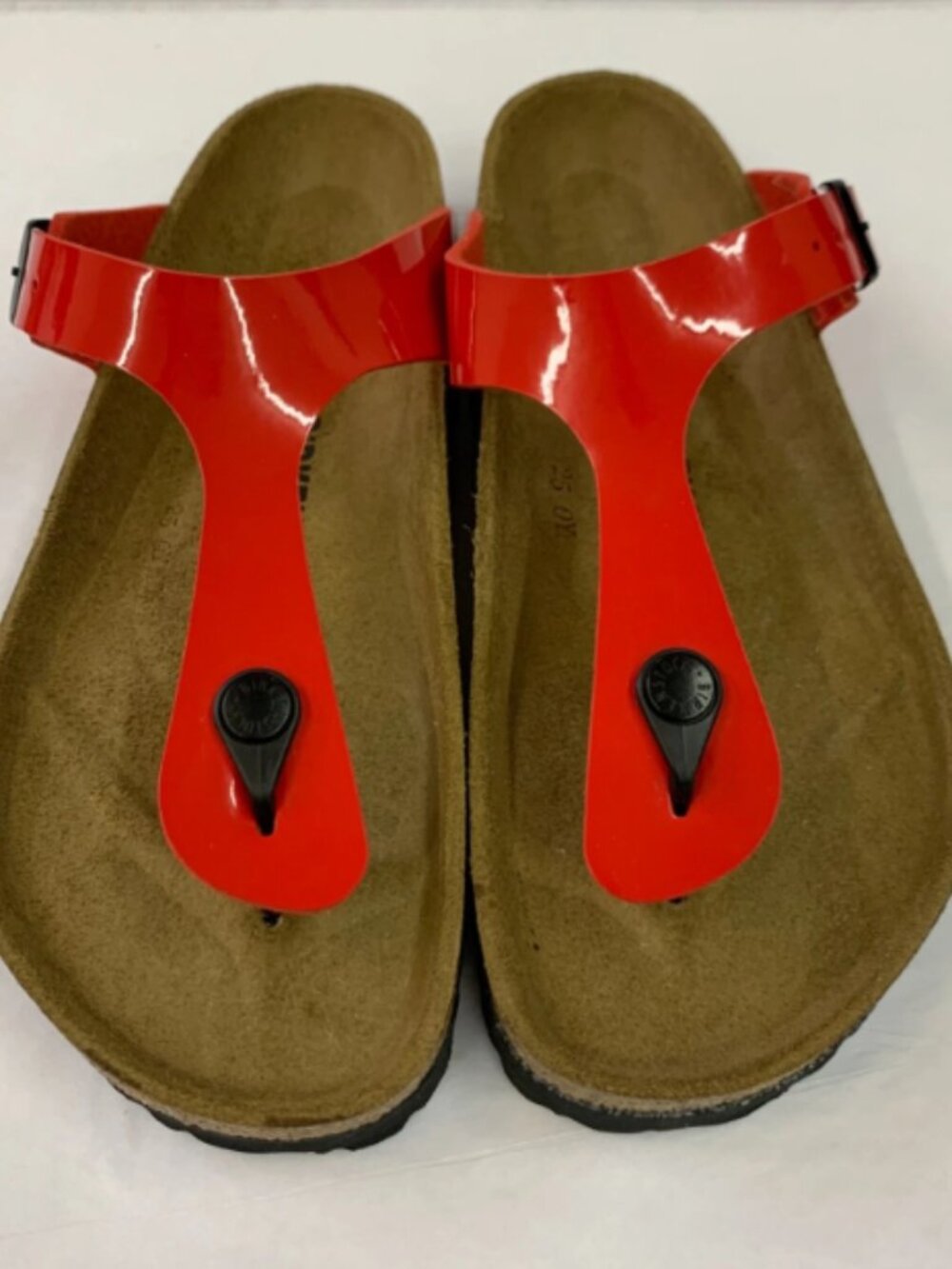 Birkenstock Gizeh Patent Cherry Birko-Flor Narrow Width Sandals